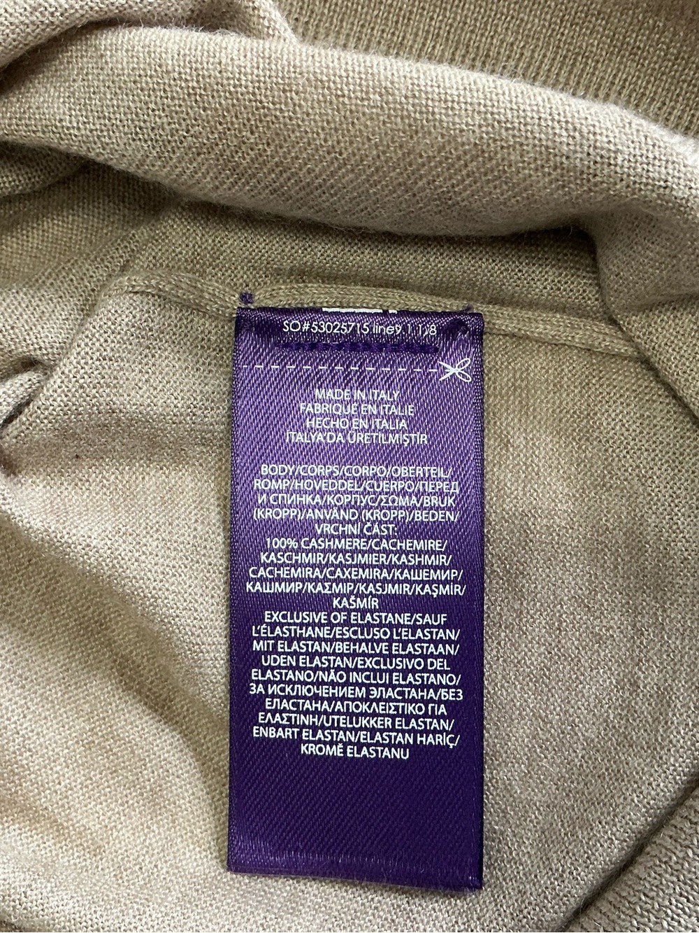 Ralph Lauren Purple Label Beige/Tan 100% Italian Cashmere Turtleneck Sweater - Picture 5 of 5